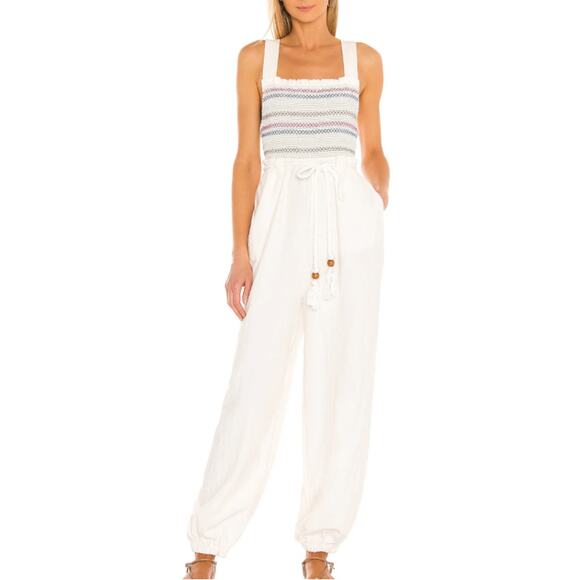 Free People Boho Tie Back Jumpsuit Cream Size Small - Picture 1 of 8